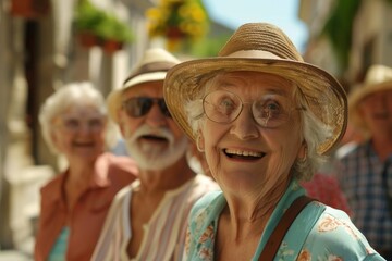 Wall Mural - Portrait of happy senior couple on vacation in Italy. Focus on woman