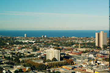 Aerial view of Melbourne during the fall season.