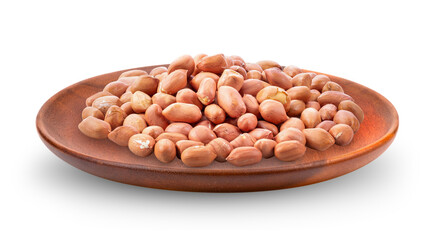 Wall Mural - Peanut in wood plate isolated on transparent png