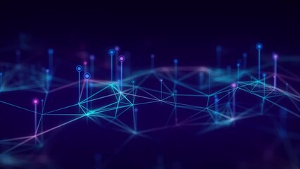 Poster - Dynamic wave of lines. Abstract futuristic background. Big data visualization. 3D rendering.