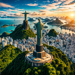 The huge Christ statue in Rio de Janeiro, Brazil, a famous attraction