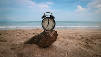 clock on the beach