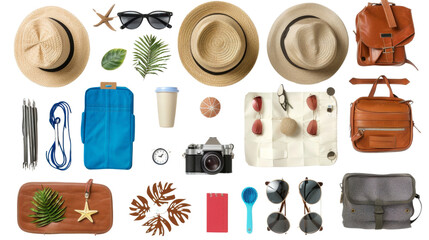 Summer vacation concept with beach and travel accessories