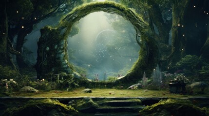 Wall Mural - Fantasy forest portal. Copy space.
