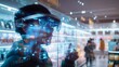 © Muhammad - A mixed reality shopping experience in a retail store, where customers wearing smart glasses see digital information and personalized advertisements overlaid on products.