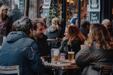 Sticker - People having a drink in a pub in London.