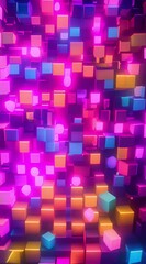 Poster - Abstract Background With Cubes and Lights