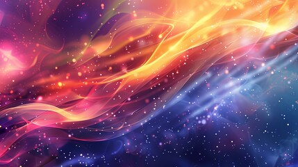 Wall Mural - A colorful, swirling galaxy with a bright orange flame in the middle