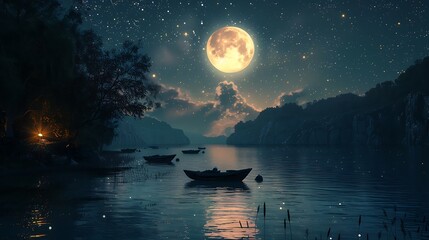  night landscape with moon