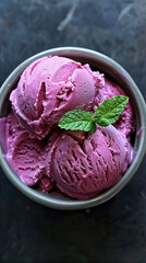 Sticker - pink ice cream with mint leaf 