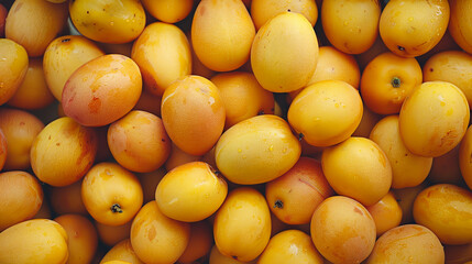 Close-up stack of mangot fruits. top view, flat lay, beauty in nature concept