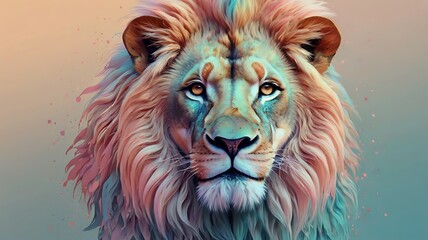   lion. It has a light brown mane and is looking