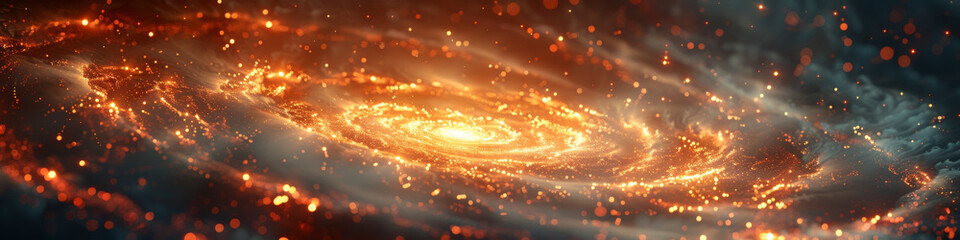 Wall Mural - a bright orange spiral with a lot of sparkles