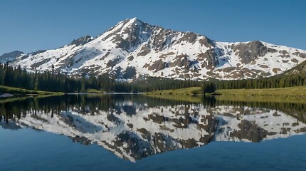 Wall Mural - mountain lake with crystal clear water reflecting the sky