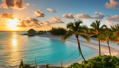 Wall Mural - view of cable bay beach during sunset nassau bahamas