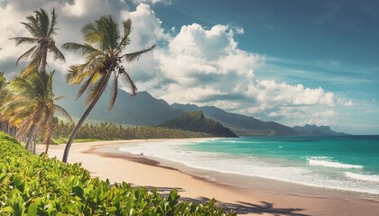 Wall Mural - summer tropical beach scene panoramic banner vacation concept
