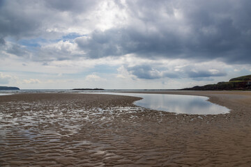 Poster - Low tide at the beach, at Bigbury-on-sea in Devon