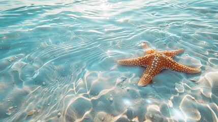 Wall Mural - Seascape with starfish, copyspace