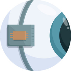 Poster - Illustration of a computer chip connected to a stylized globe, representing global tech connectivity