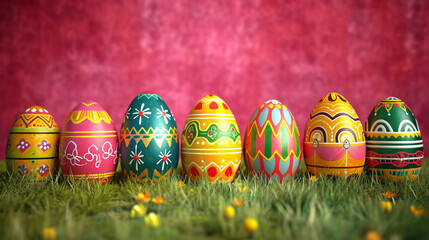 Sticker - easter eggs in grass