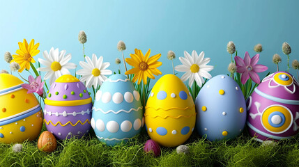 Poster - easter eggs in grass