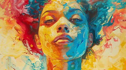 Wall Mural - Craft portraits that challenge perception, using vibrant colors