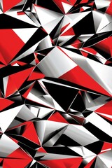 Wall Mural - Dynamic Triangular Soccer Jersey Sublimation Design in Red, White, and Black for High-Energy Teams