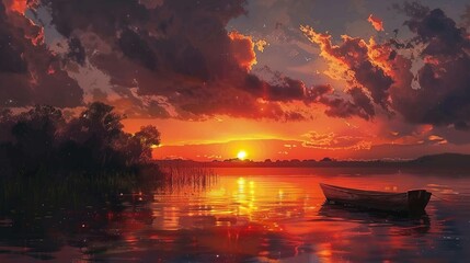 The beautiful sun set in the sea UHD wallpaper