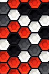 Canvas Print - High-Resolution Modern Soccer Jersey Design Pattern with Hexagon Structure in Red, White, and Black Gradients