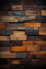 Wall Mural - Wood background. Modern wooden facing background. Dark wooden banner. Rustic three-dimensional wood texture