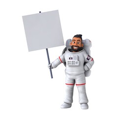 Wall Mural - Fun 3D cartoon illustration of an asian astronaut