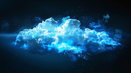 Poster - Glowing blue digital cloud