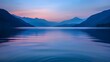 © pkproject - Tranquil Twilight Lake Reflections Reveal Distant Mountain Silhouettes