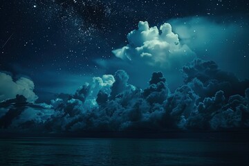 a night sky filled with clouds and stars