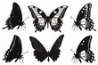 © The Illustraitor - Set of butterflies silhouettes drawing on isolated background. Hand drawn butterfly vector illustration