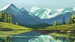 © Thanthara - Lake at high altitude infographic flat design side view ecosystem study theme cartoon drawing vivid