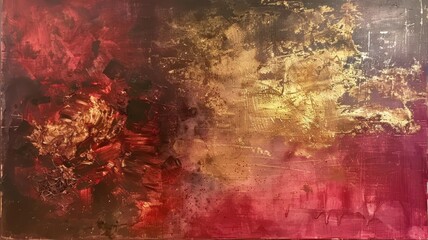 Vibrant Red and Yellow Abstract Painting