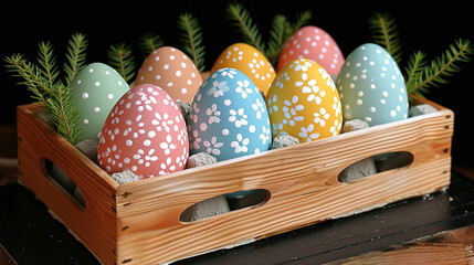 Wall Mural - easter eggs in basket