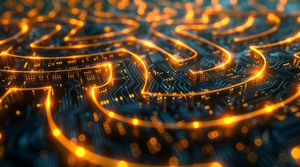 Poster - An abstract depiction of a nanoscale network, resembling a complex maze, representing the interconnected nature of nanomaterials in technology.