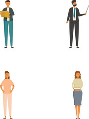 Poster - Collection of four different business professionals standing isolated on white background
