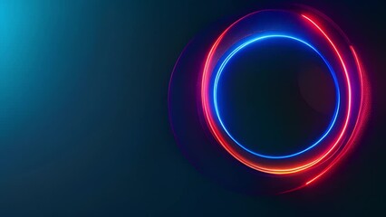Poster - Bright, vivid light rings with splashes of color swirl against a deep, dark background, creating a vibrant and dynamic visual effect.