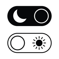 Poster - dark mode and light mode toggle switch. black and white day and night buttons with sun and moon icon