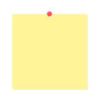 © Spica - 押しピンで留めた黄色のメモ･メッセージ･付箋紙 - 正方形の貼り紙のデザイン素材
