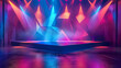 © wasan - Abstract geometric stage illuminated with ultraviolet light and vibrant colors
