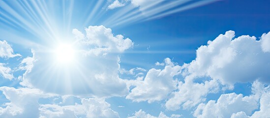 Aufkleber - Blue sky with white clouds and sunlight reflection in sunny day Sky background. copy space available
