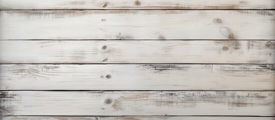 Wall Mural - Vintage white wood background texture with knots and nail holes Old painted wood wall White abstract background Vintage wooden light horizontal boards Front view with copy space