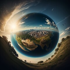 Poster - fish eye effect representation of the planet
