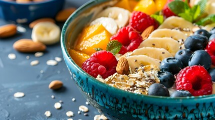Wall Mural - Vibrant and Nutritious Breakfast Bowl Brimming with Fresh Fruits and Nuts