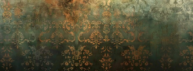 An elegant, damask pattern background with rich textures and muted tones.