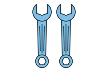 Poster - Wrench icon. icon related to setup and setting. suitable for web site, app, user interfaces, printable etc. flat line icon style. simple vector design editable